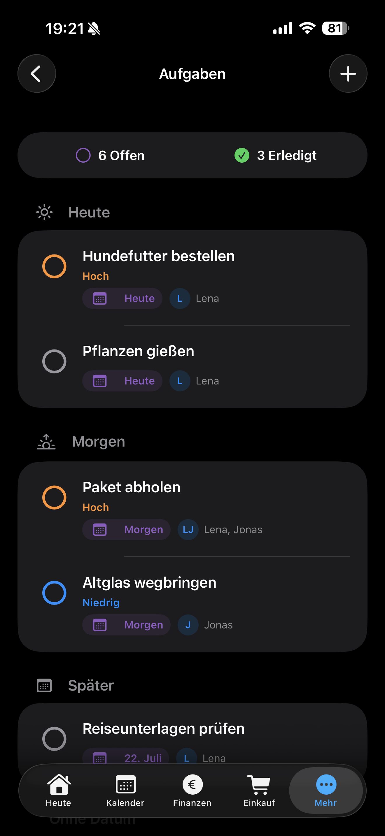 Aufgabenliste mit Prioritäten, Fälligkeiten und Zuständigkeiten